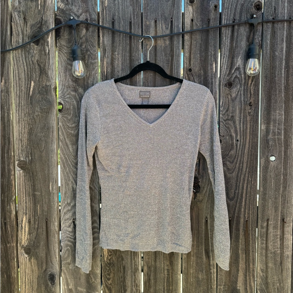 CLEARANCE 3/$15 Additions by Chico's Grey and Silver Sparkle Long Sleeve Sweater